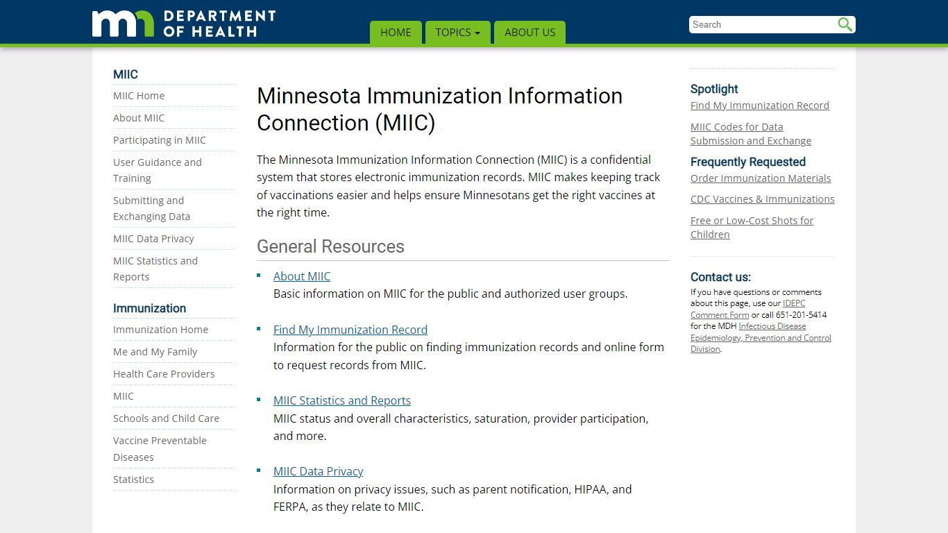 Minnesota Immunization Information Connection (MIIC)